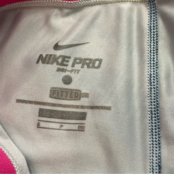 Nike Pants Womens Small Blue Abstract Stripe Nike Pro Cropped Legging Fitted - Picture 4 of 9